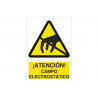 Señal industrial de advertencia y peligro ¡Atención! campo electrostático COFAN