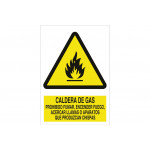 Señal advertencia pictorama y texto - Caldera de gas