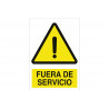 Pictogram and text warning sign Out of service COFAN