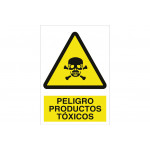 Señal advertencia pictorama y texto - Peligro productos tóxicos