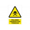 Warning sign with text and pictogram Hazardous toxic products COFAN