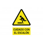 Señal advertencia pictorama y texto - Cuidado Escalón