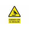 Warning and danger sign Caution Step (text and pictogram)