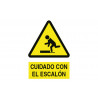 Warning and danger sign: Caution Step (text and pictogram)