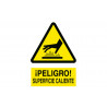 Warning sign Caution Hot Surface (text and pictogram) COFAN