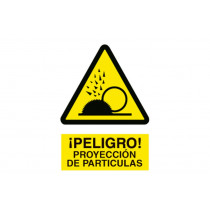 Sinal de aviso Pictorama e texto - partículas de projeção