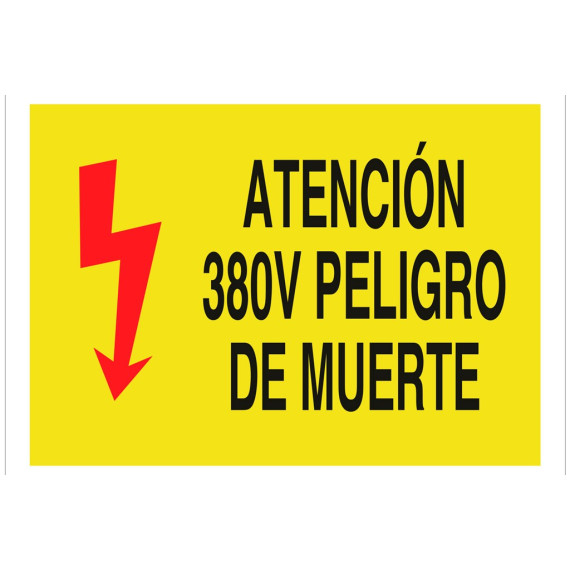 Signal Warning PICTORAMA AND TEXT - ATTENTION 380V DANGER OF DEATH