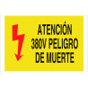 Señal de advertencia Atención 380V peligro de muerte COFAN