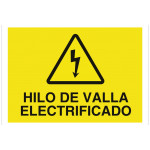 Sinal de aviso Pictorama e texto - fio de cerca eletrificada