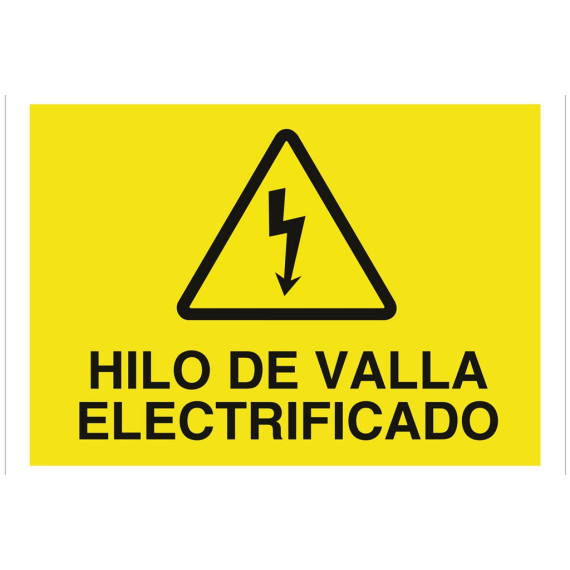 Señal advertencia pictorama y texto - Hilo de valla electrificado
