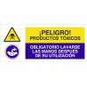 Danger toxic products, Mandatory hand washing after use, COFAN combined sign