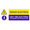 Signalisation combinée Risque électrique Utilisation obligatoire d'équipement de protection SEKURECO