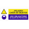 Combined sign Danger falling objects Mandatory use of protective equipment COFAN