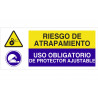Panneau de sécurité combiné Risque de coincement, utilisation obligatoire du protecteur réglable COFAN