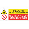 Combined sign Danger flammable products Smoking and lighting of fire prohibited COFAN