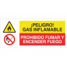 Combined sign Danger flammable gas Smoking and fire prohibited COFAN