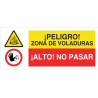 Combined sign Danger blasting area Stop do not pass COFAN