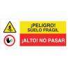 Combined sign Danger fragile soil, Stop do not pass COFAN