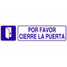 Please close the door, informational text sign and pictogram COFAN.