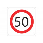 Zeichen für die Arbeit OB16 "VEL MAX 50 KMH"