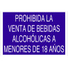 Señal "Prohibida la venta de bebidas alcohólicas a menores de 18 años" COFAN AC15