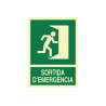 Sign in Catalan: Emergency Exit Right (text and pictogram) COFAN