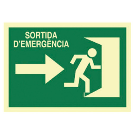 Sign in Catalan: Senyals d'Evacuació -Sorted D'Emergency Fletxa Dre