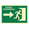 Sinais em catalão: Senyals d'evacuació -Sortida D'emergència fletxa dre COFAN
