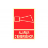 Señal en catalán Alarma D'Emergencia  de texto y pictograma COFAN