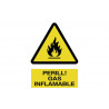 Señal en catalán: Perill gas inflamable (texto y pictograma) COFAN