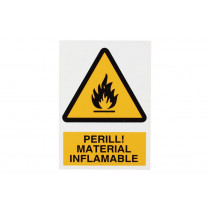 Sign in Catalan: Senyals d'warning - Perill Flammable material