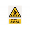 Signaux d'avertissement Danger passage piétons, panneau de texte et pictogramme COFAN
