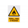 Sinal de aviso em catalão Perill, Risc D'incendi COFAN