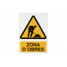 Warning sign in Catalan: Zona d'obres COFAN