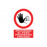Pictogram and text sign No entry Private property COFAN