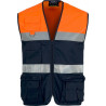 Chaleco tipo safari combinado con cintas reflectantes WORKTEAM C4010