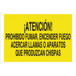 Señal advertencia solo texto - Atención, no encender fuego