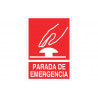 Signal d'arrêt d'urgence de texte et pictogramme COFAN