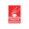 Texte et pictogramme COFAN Panneau d'arrêt d'urgence