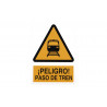 Sinal de alerta de passe de trem (texto e pictograma) COFAN