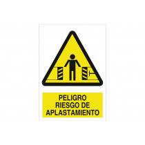 Sinal aviso Pictorama e texto - risco de esmagamento