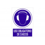 Sinal de obrigação e texto - uso obrigatório de capacetes