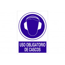 Sinal de obrigação e texto - uso obrigatório de capacetes