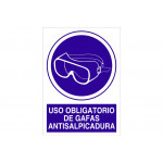 Señal obligación pictorama y texto - Uso de gafas antisalpicadura