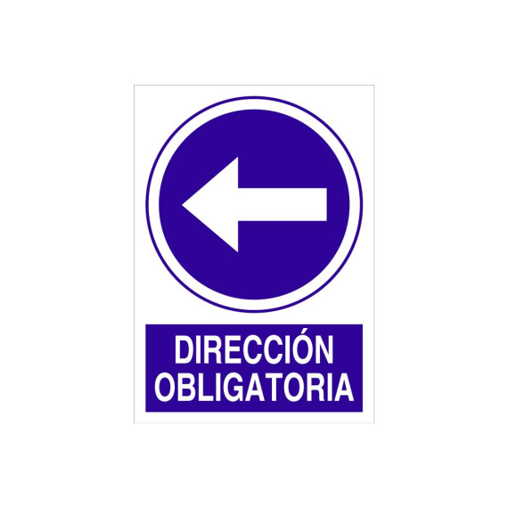 Señal obligación pictorama y texto - Dirección obligatoria izquierda