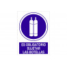 Señal que indica Obligatorio sujetar las botellas, en poliestireno PVC COFAN