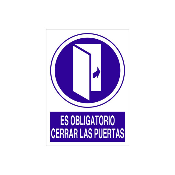 Sinal de obrigação Pictorama e texto - é obrigatório fechar as portas
