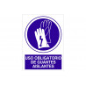 Pictogram and text obligation sign Mandatory use of insulating gloves COFAN