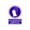 Obligation sign pictogram and text Use of gloves for iron and sheet metal COFAN
