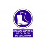 Sinal de Obrigação e Texto - Uso Obrigatório Calçado de Segurança